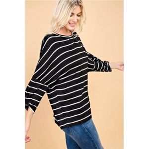 SEE NEW LISTING 1.4.3. STORY Black and White Striped Blouse Small